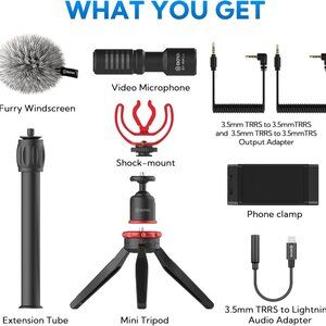 Microphone Smartphone Video Rig with Mini Tripod, Phone Grip, and Video